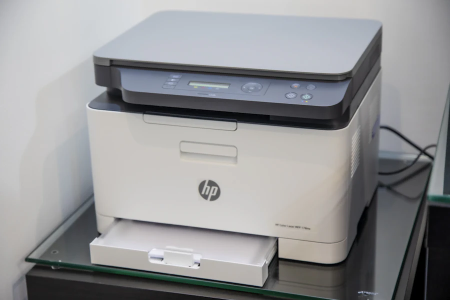 Office laser printer on a stand